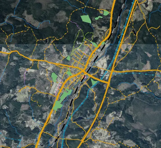 Karta över planerad skogsavverkning och gallring i Killeberg under 2024.